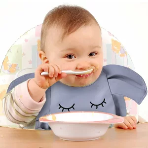 Waterproof Baby Bibs with Food Scraps Catchers Pocket