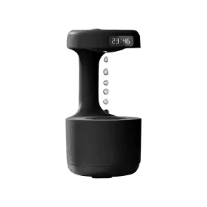 Anti-Gravity Humidifier With Clock Water Drop - Black