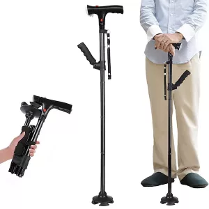 Folding Cane Collapsible Walking Stick with LED Light