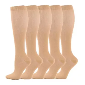 5 Pairs High Graduated Compression Socks - Beige
