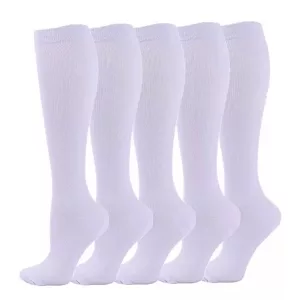 5 Pairs High Graduated Compression Socks - White