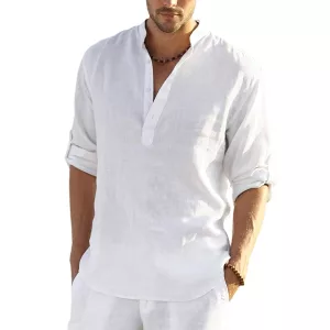 men shirt, linen shirt, cotton shirt, men casual shirt, men loose shirt